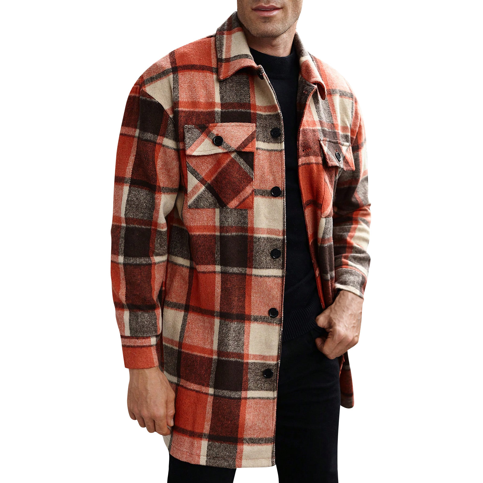 Men'S Fashion X - Jas Trench Coat Pria Berkancing Dua
