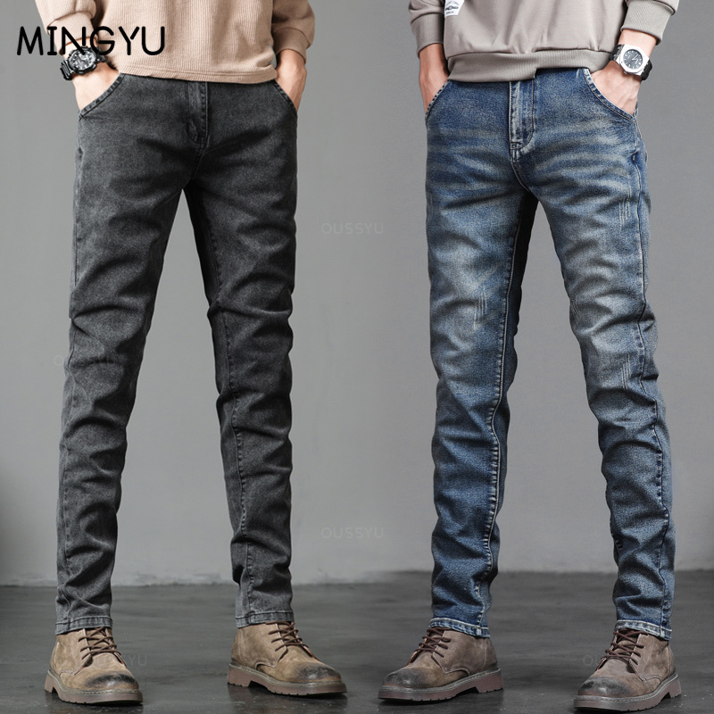Men'S Fashion Grey Jeans - Celana panjang pria, musim semi musim