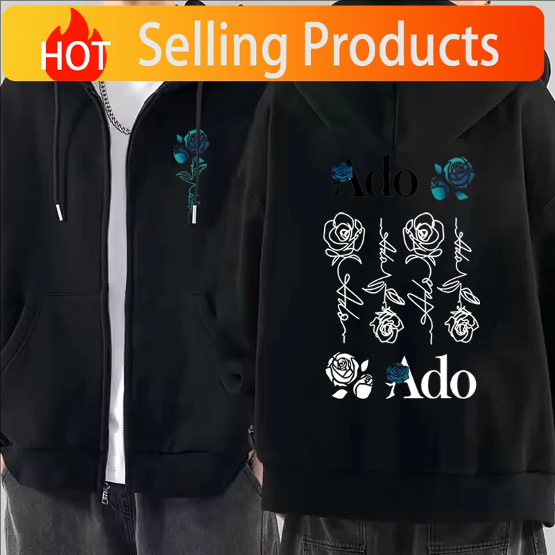 Hoodie Zipper Cetak Grafis Ado - Mens Fashion Zip Up Hoodies ulasan dan harga