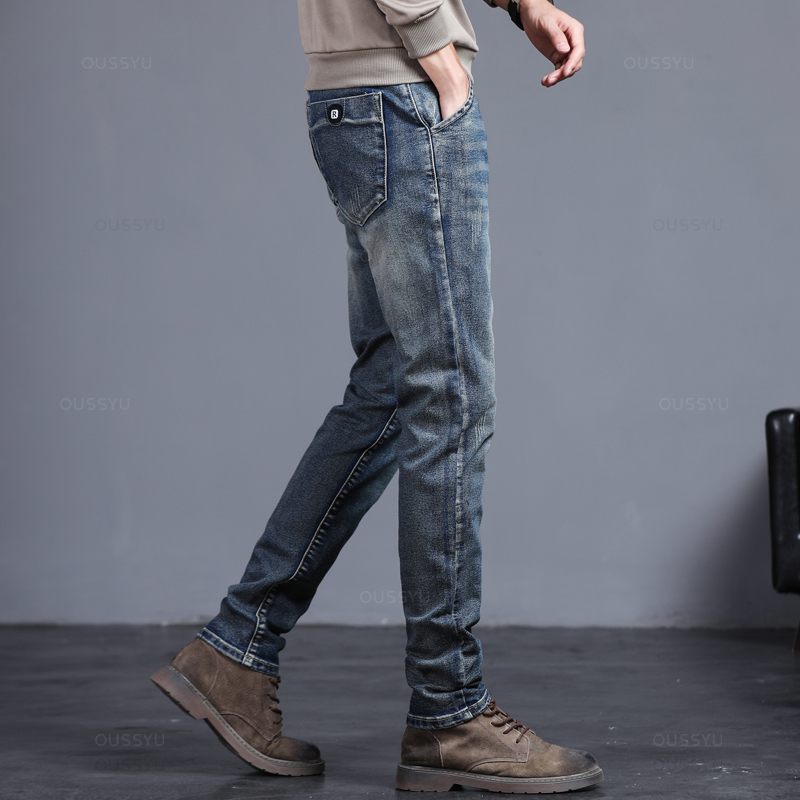 Celana panjang pria, musim sem - Men'S Fashion Grey Jeans ulasan dan harga