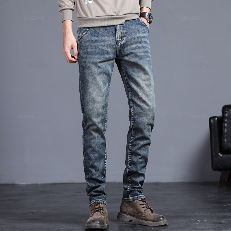 Celana panjang pria, musim sem - Men'S Fashion Grey Jeans ulasan dan harga